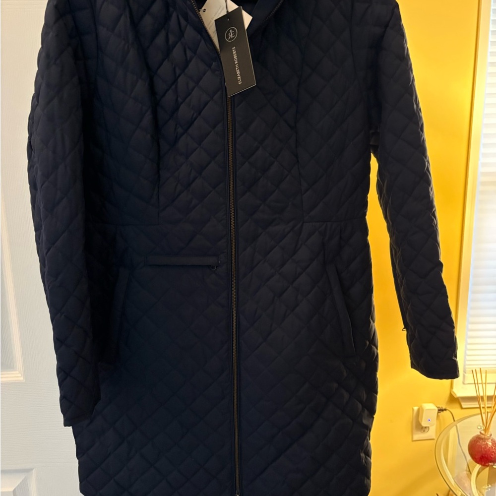 Women's Quilted Ski Jacket - Navy Blue